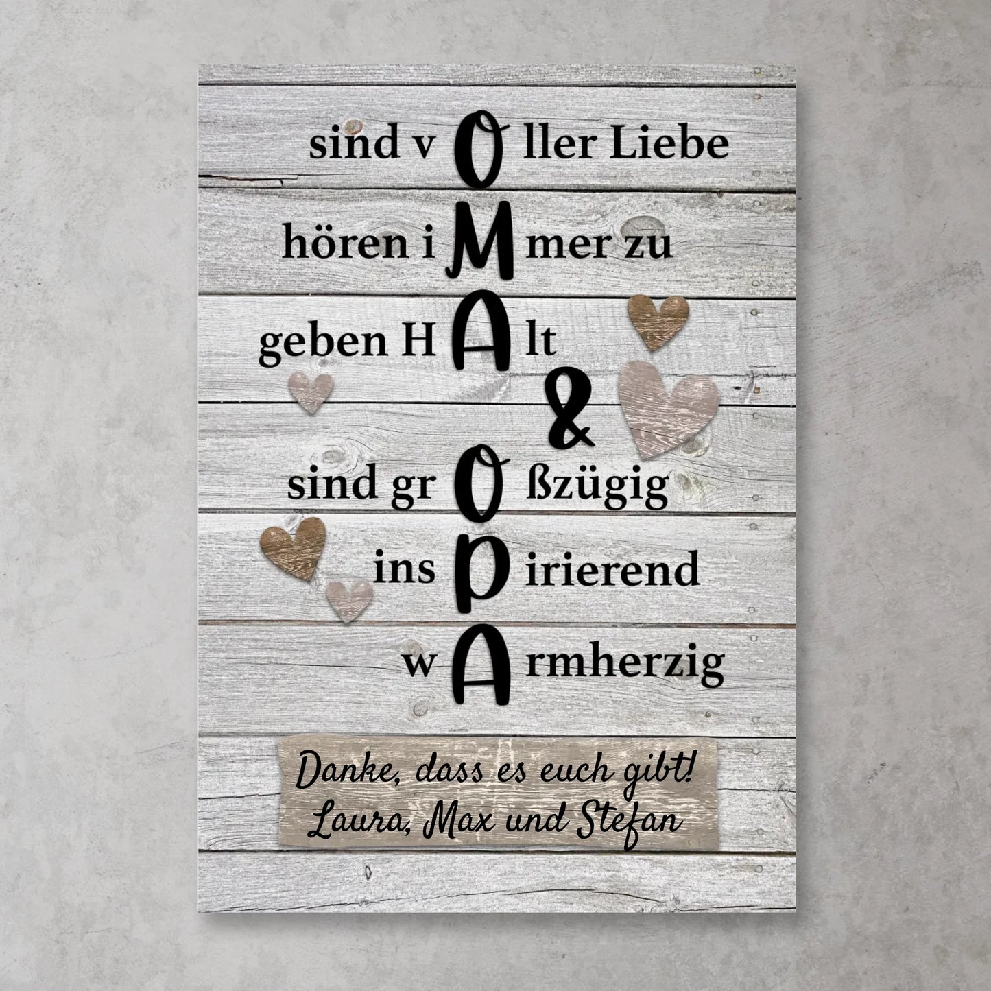 Oma & Opa hören immer zu - Personalisiertes Poster