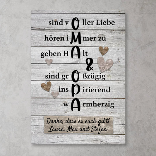 Oma & Opa hören immer zu - Personalisiertes Poster