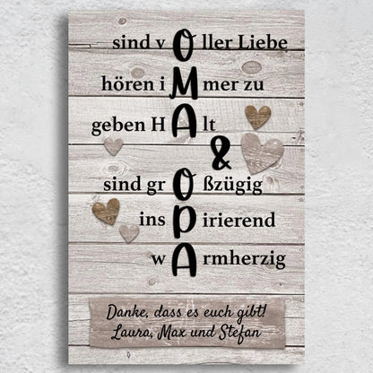 Oma & Opa hören immer zu - Personalisierte Leinwand
